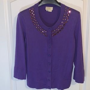 Kate Spade Sparkly Cardigan. Purple. Size M.